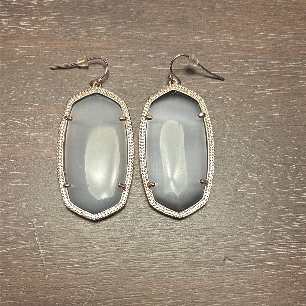 Kendra Scott Clear/Gray with Gold Tone Trim Earrings